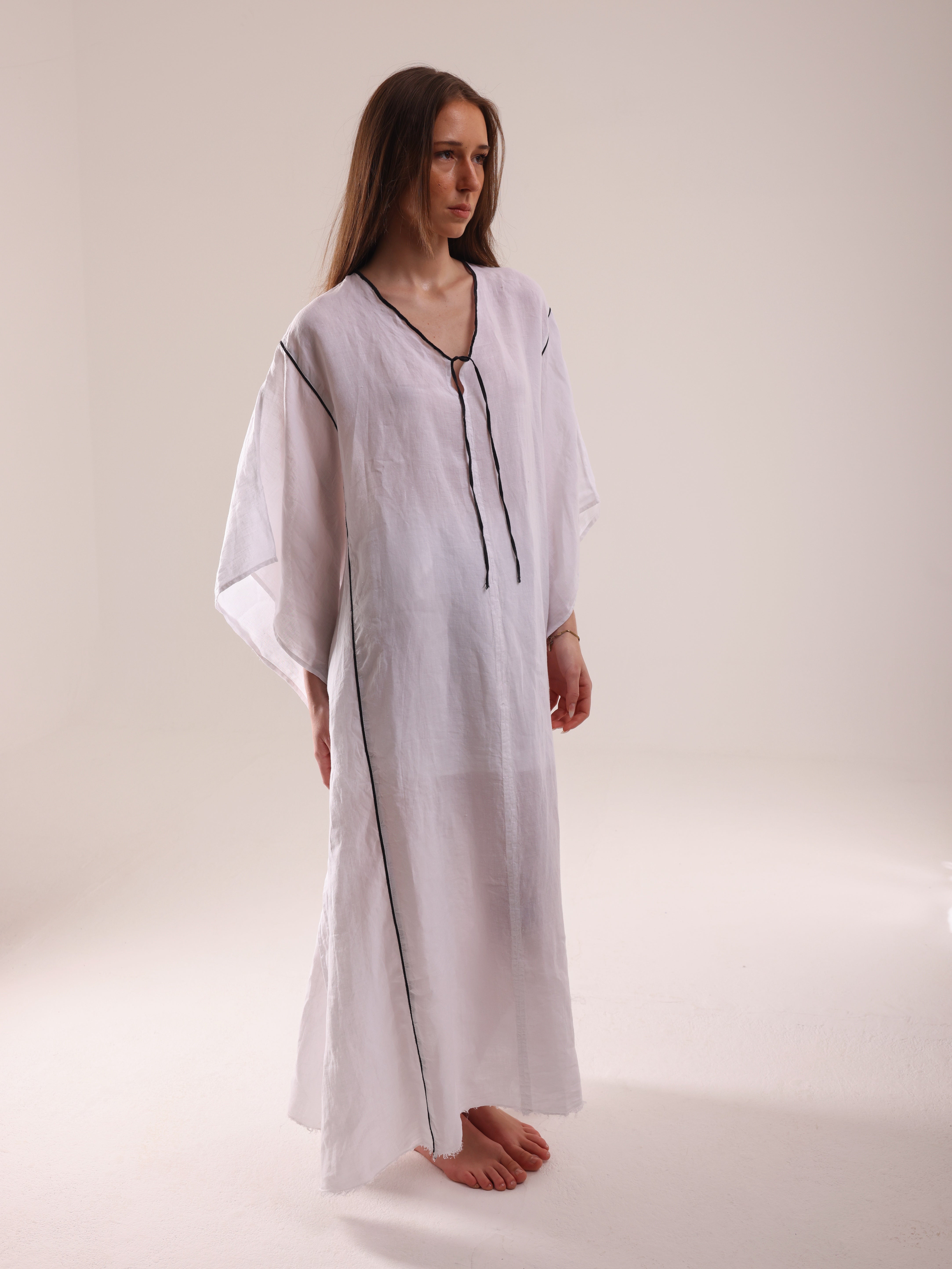 100% Linen Black line  Dress