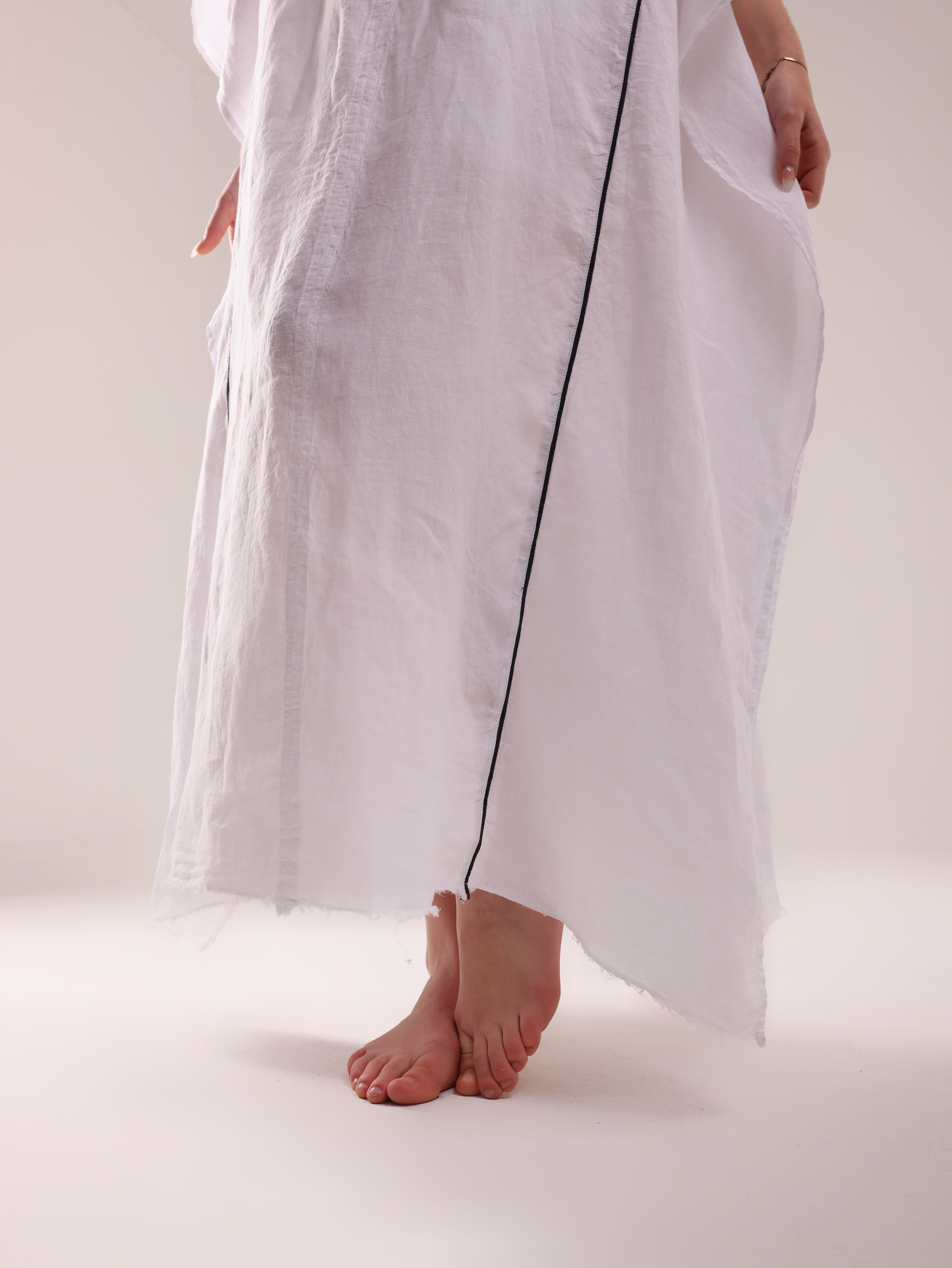100% Linen Black line  Dress