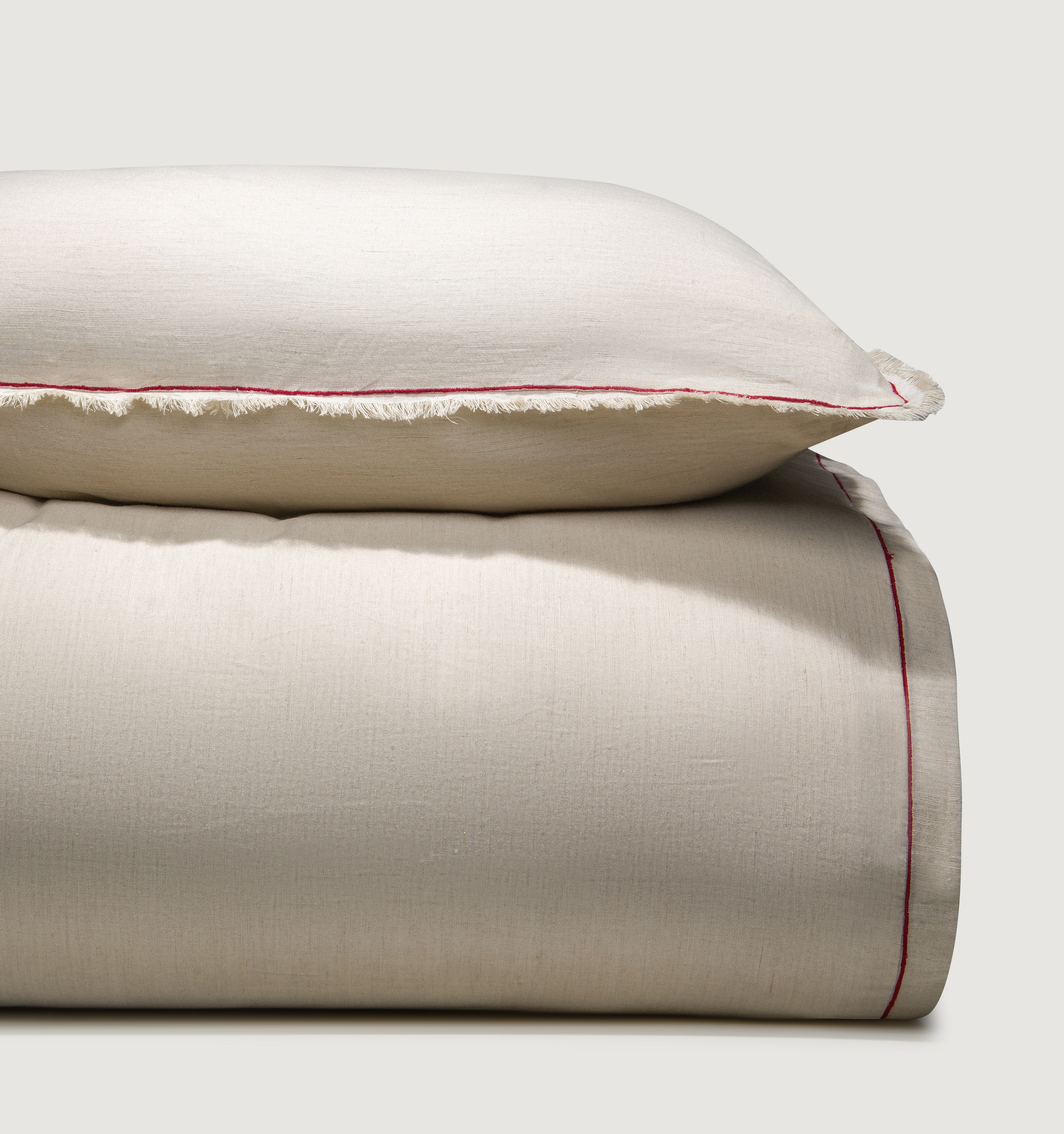 100%Linen Red line Duvet cover
