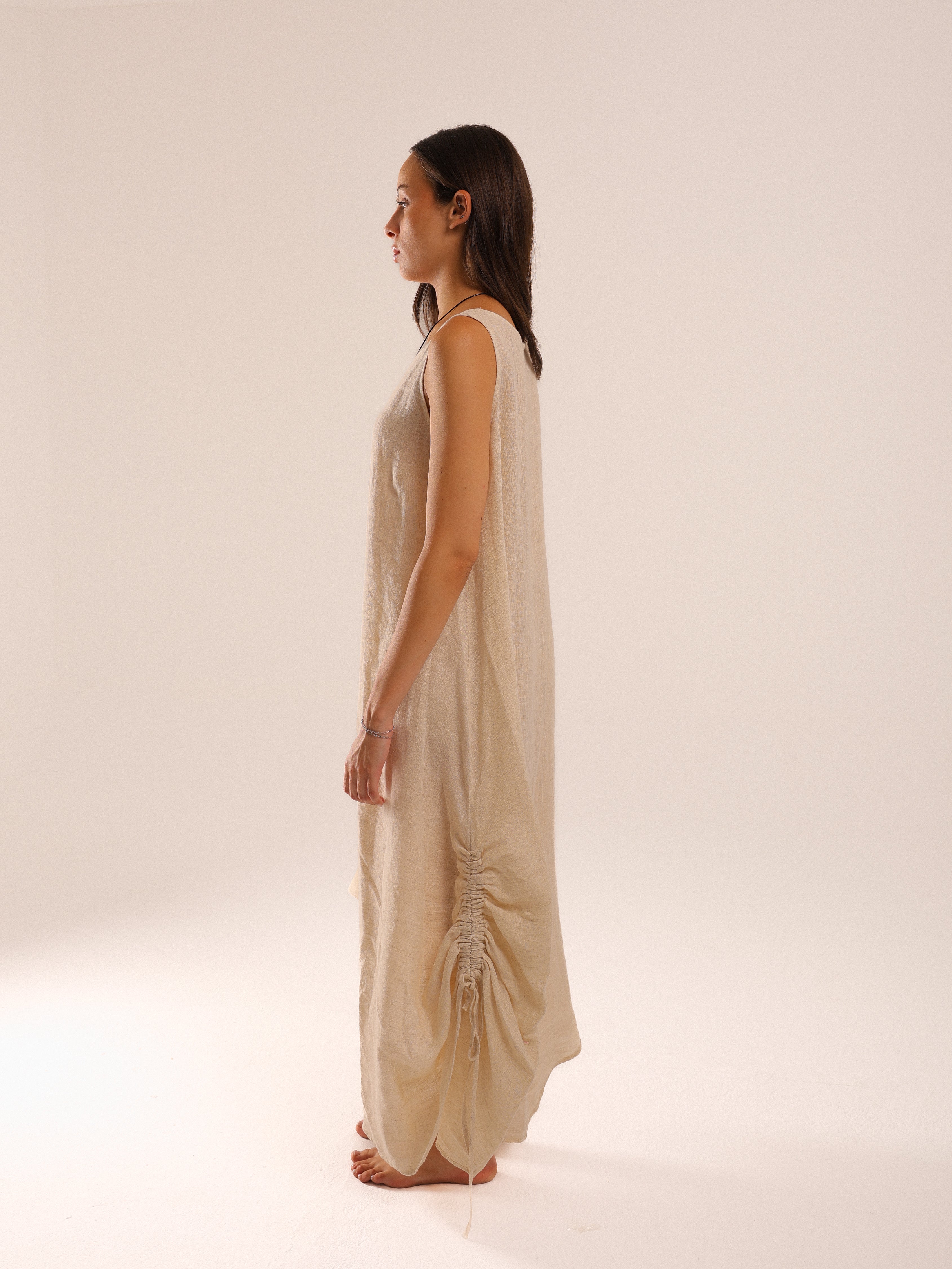 Beige Linen Dress