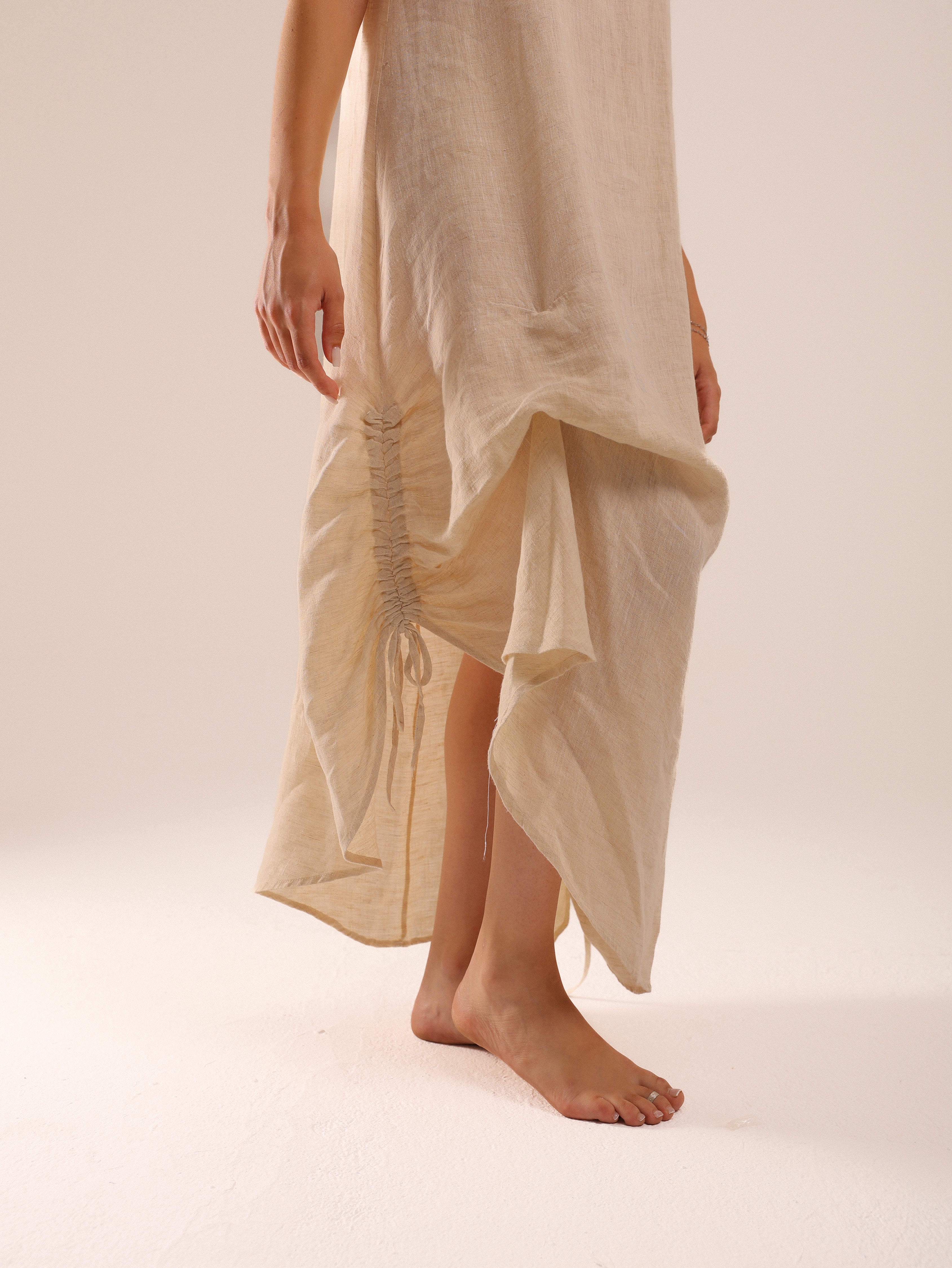 Beige Linen Dress
