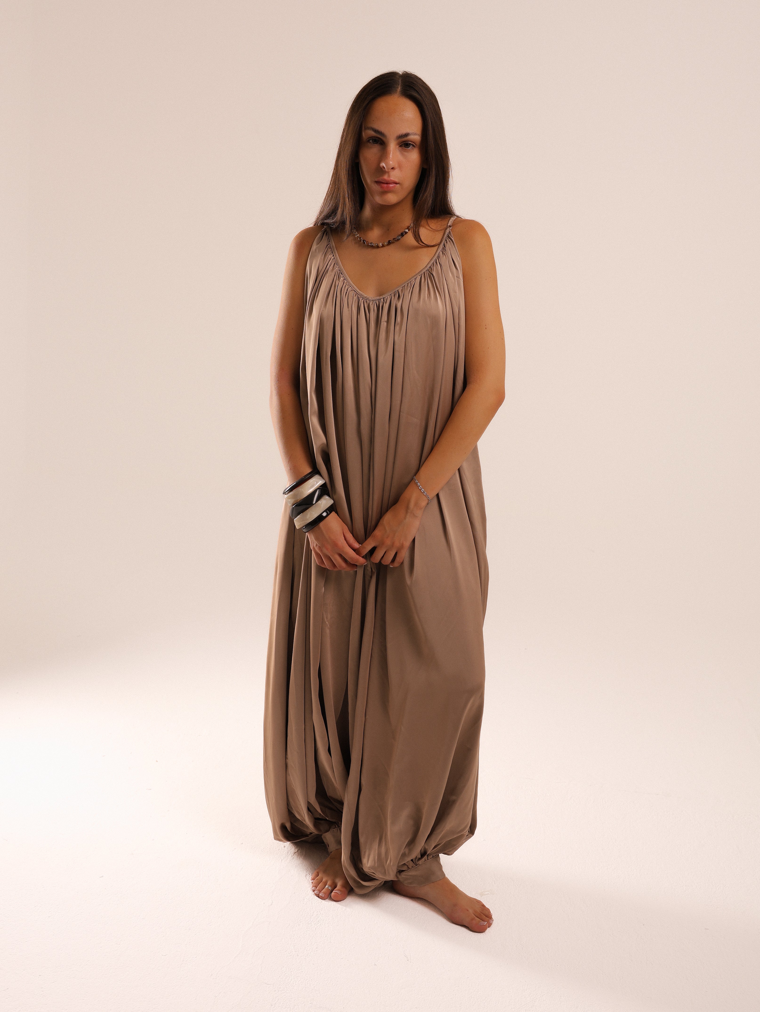 Brown satin Jumpsuit
